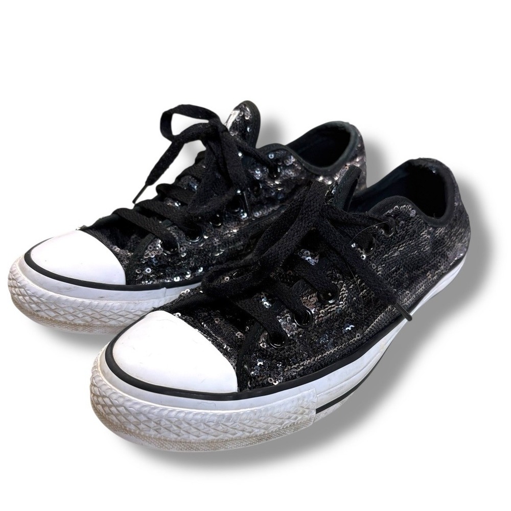 CONVERSE -  All Star Sparkle Low-top Sequined  Sneaker  -  black -‎ Sz Women's 8